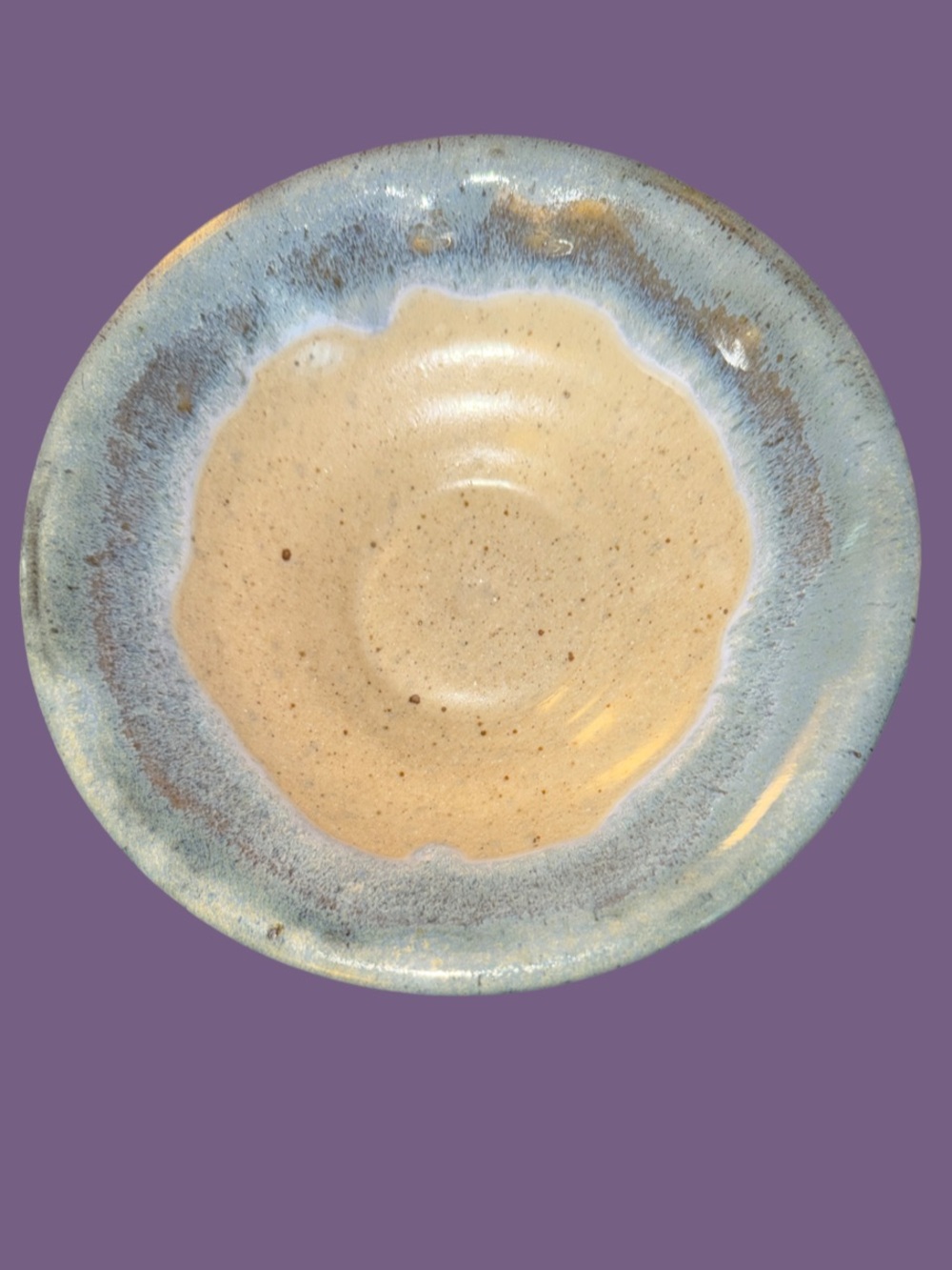 Vintage Studio Art Pottery Bowl Signed Beth '87 Hand Thrown Drip Glaze: 7.5"